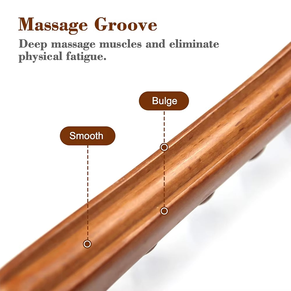 1PC Guasha Wood Stick Tool Wooden Therapy Lymphatic Drainage Massager,Double Row 8 Beads Point Treatment Gua Sha Tools for Back