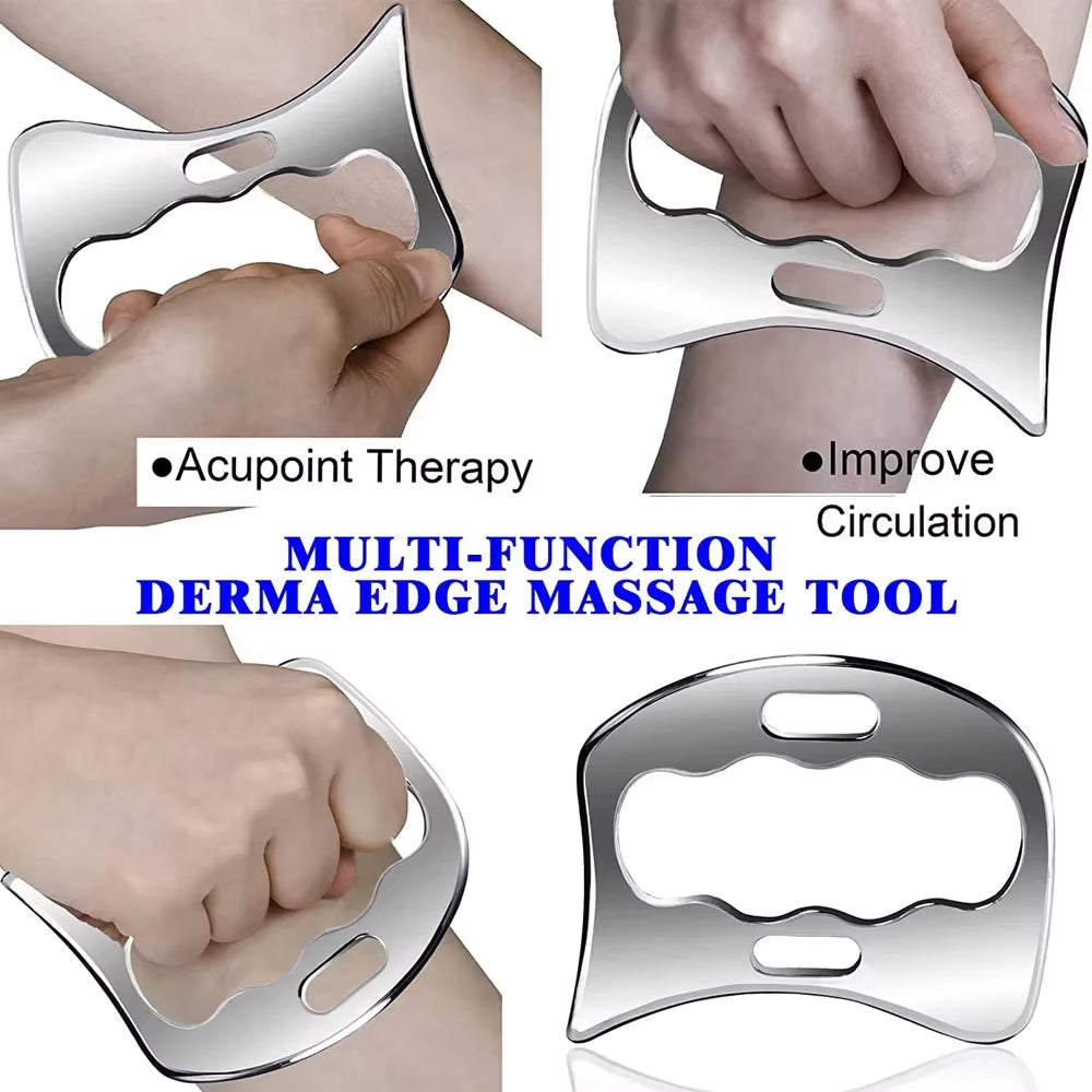 Stainless Steel Gua Sha Massage Tools Muscle Scraper Tool,Graston Tool Set for Myofascial Release,Scar Tissue Massager for Back