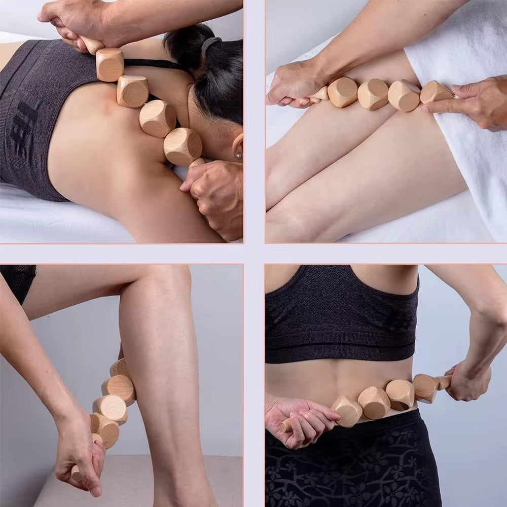 1 Set Wood Therapy Massage Tools, Wooden Gua Sha Body Sculpting anti Cellulite Fascia Massage Roller Stick, Release Muscle Pain