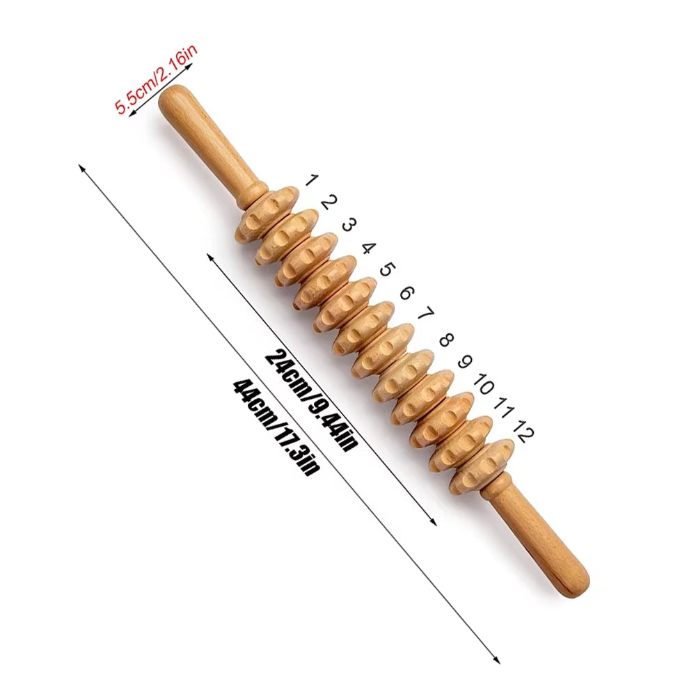 1 Set Wood Therapy Massage Tools, Wooden Gua Sha Body Sculpting anti Cellulite Fascia Massage Roller Stick, Release Muscle Pain