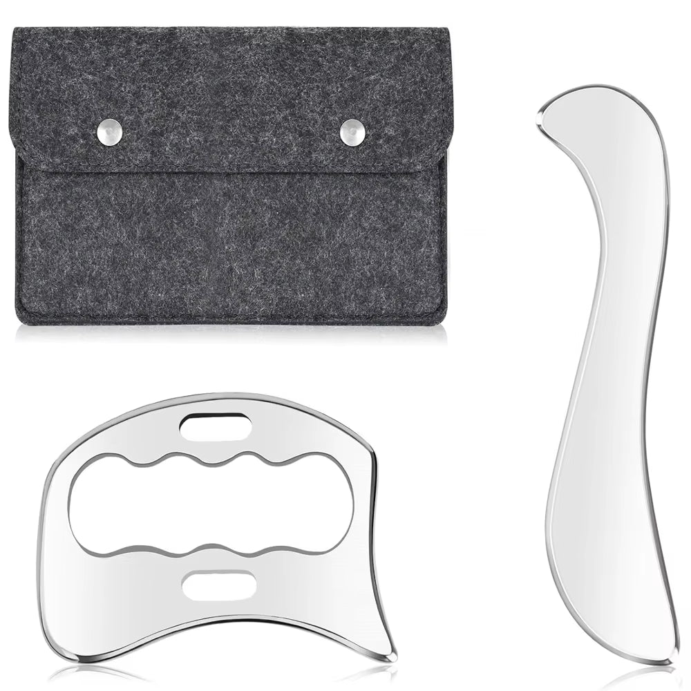 Stainless Steel Gua Sha Massage Tools Muscle Scraper Tool,Graston Tool Set for Myofascial Release,Scar Tissue Massager for Back