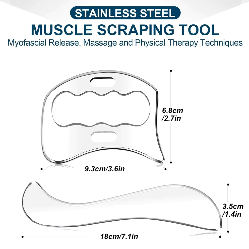 Stainless Steel Gua Sha Massage Tools Muscle Scraper Tool,Graston Tool Set for Myofascial Release,Scar Tissue Massager for Back