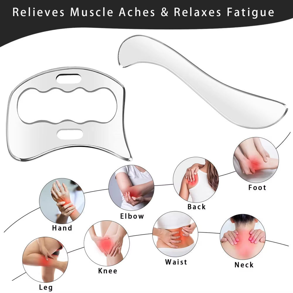 Stainless Steel Gua Sha Massage Tools Muscle Scraper Tool,Graston Tool Set for Myofascial Release,Scar Tissue Massager for Back