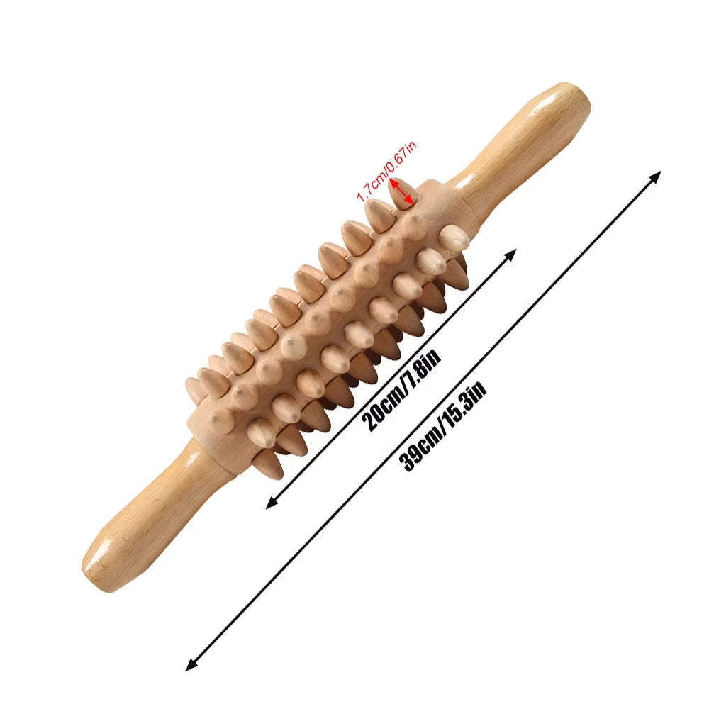1 Set Wood Therapy Massage Tools, Wooden Gua Sha Body Sculpting anti Cellulite Fascia Massage Roller Stick, Release Muscle Pain
