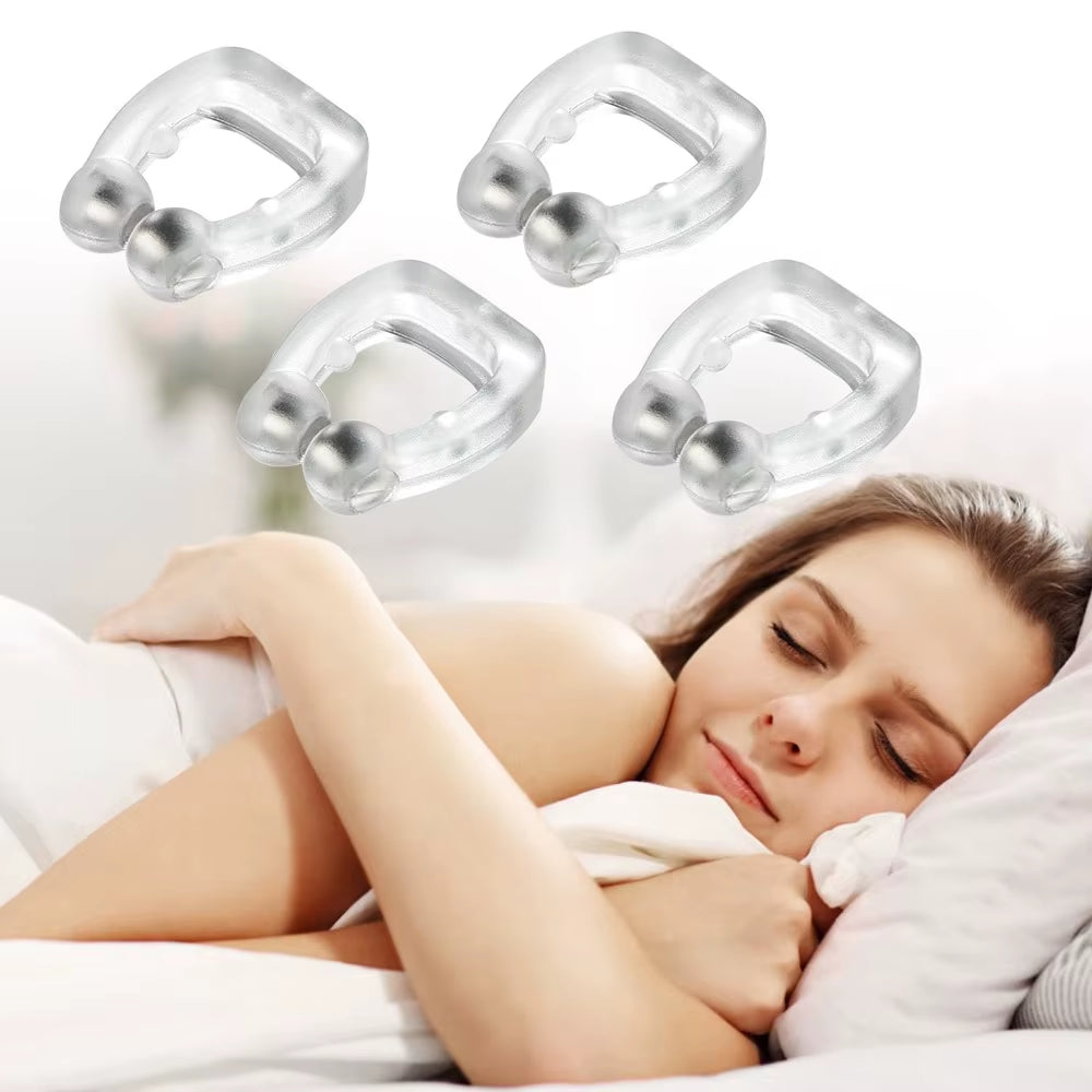 4/8PCS Magnetic anti Snoring Device Silicone Nose Clips Sleep Tray Sleeping Aid Improve Sleeping Easy Breathe Apnea Guard Night