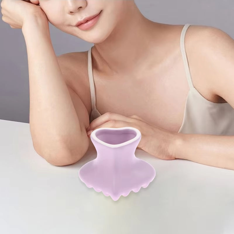 1Pcs Purple Three-Dimensional Love Gua Sha for Face Body Massage Tool Ceramic Guasha Board for Relief Massage Face Lift Massager
