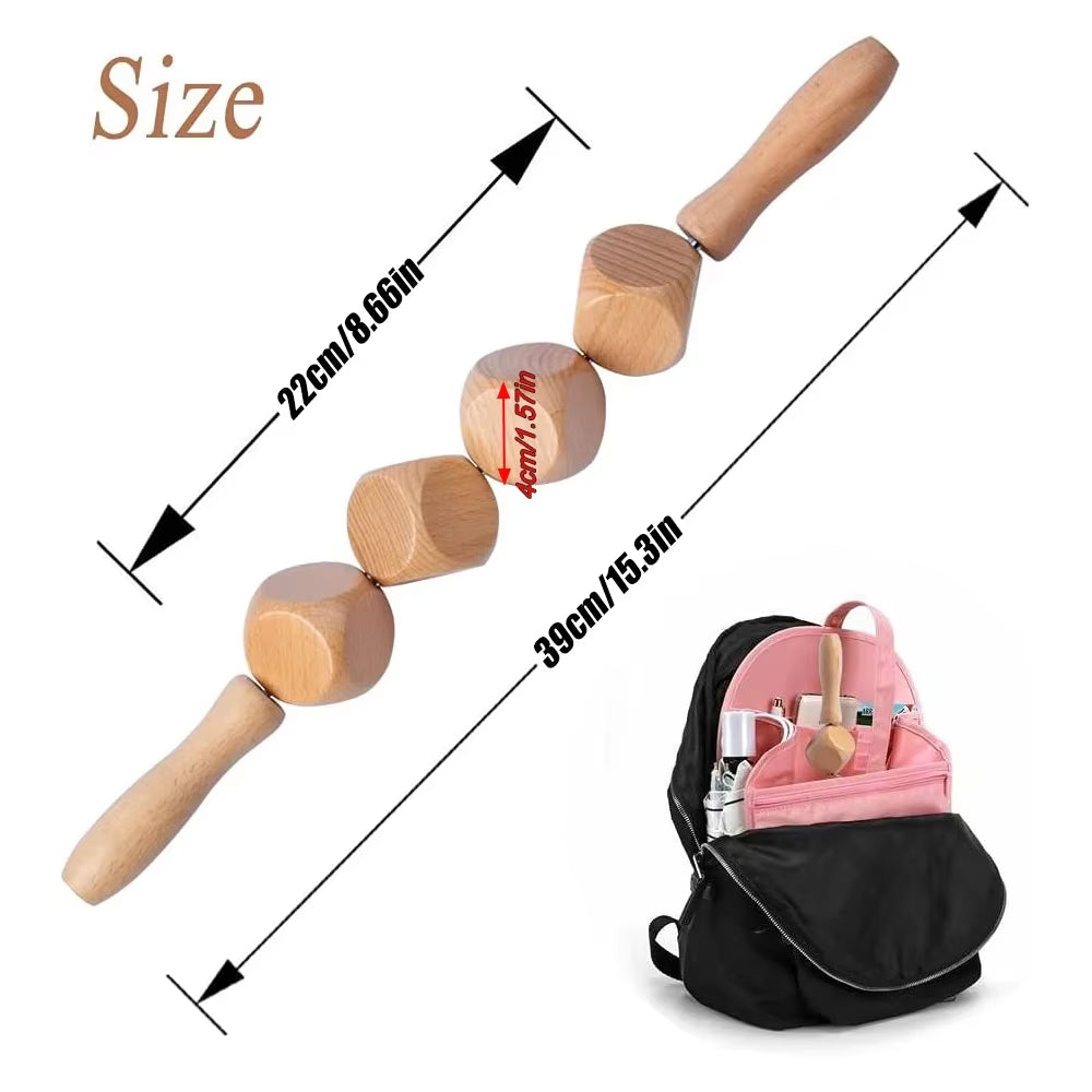 1 Set Wood Therapy Massage Tools, Wooden Gua Sha Body Sculpting anti Cellulite Fascia Massage Roller Stick, Release Muscle Pain