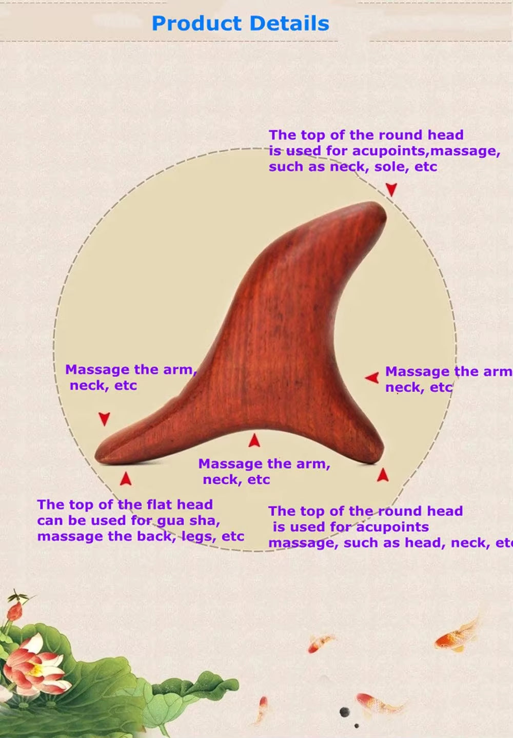 1PC Wood Trigger Point Massage Gua Sha Tool,Professional Lymphatic Drainage Tools,Wood Therapy Massage Tools for Back,Hands,Face