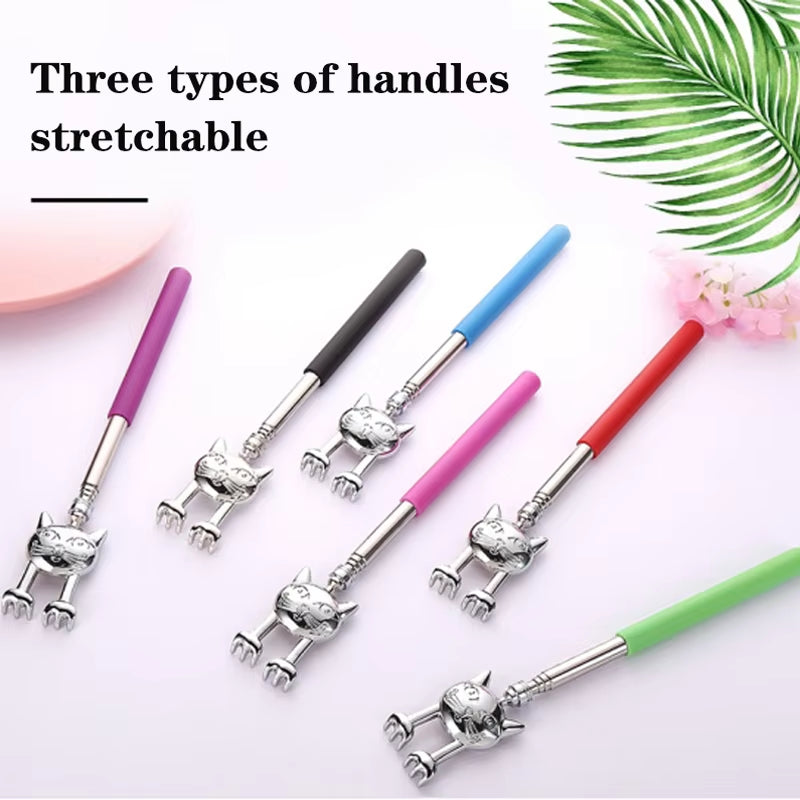 1Pcs Portable Extendable Telescopic Cat Claws Metal Back Scratchers/Hand Massager/Backslap with Rubber Handles