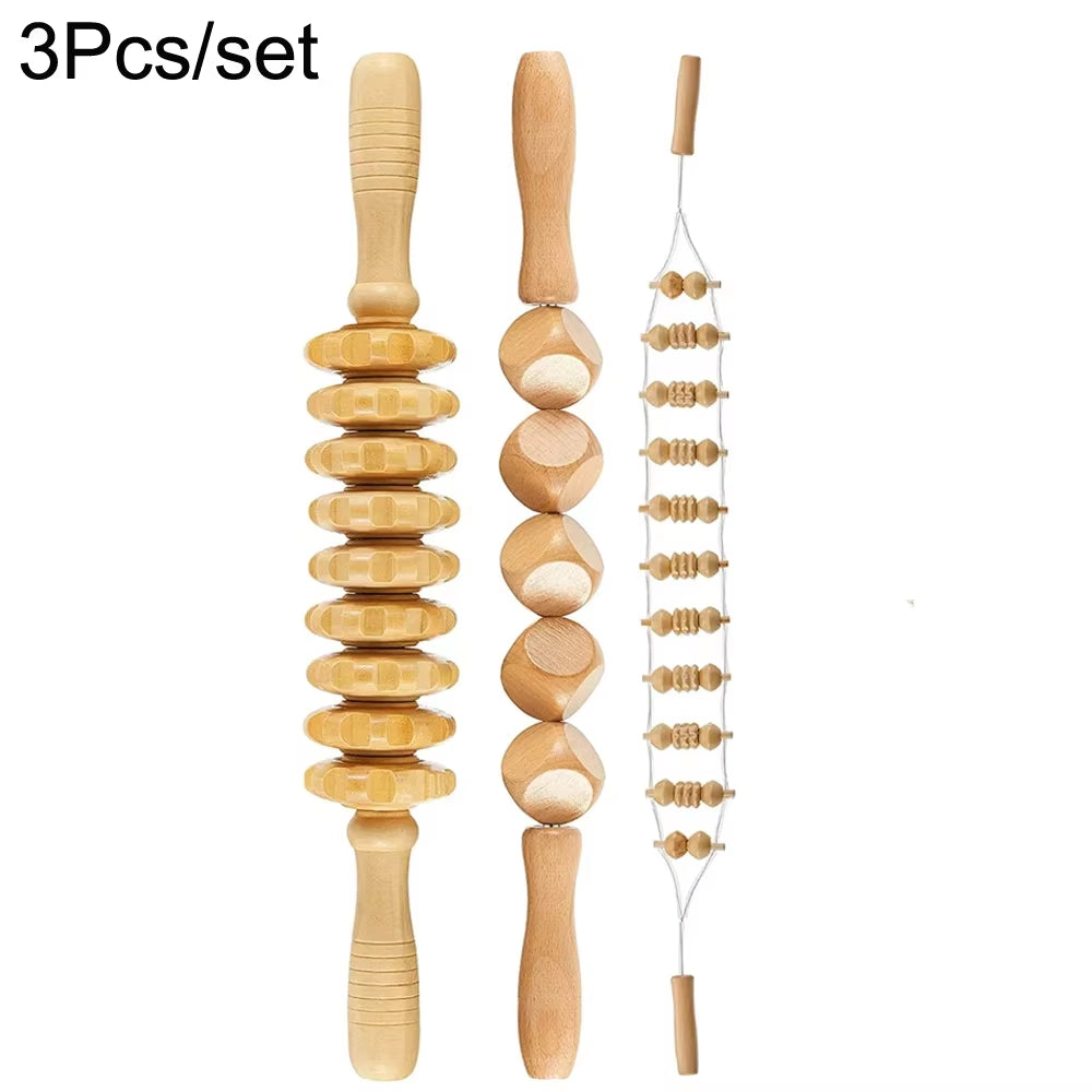 Wooden Massage Tools Handheld anti Cellulite Massager Roller Lymphatic Drainage Massage Tools for Full Body Muscle Pain Relief