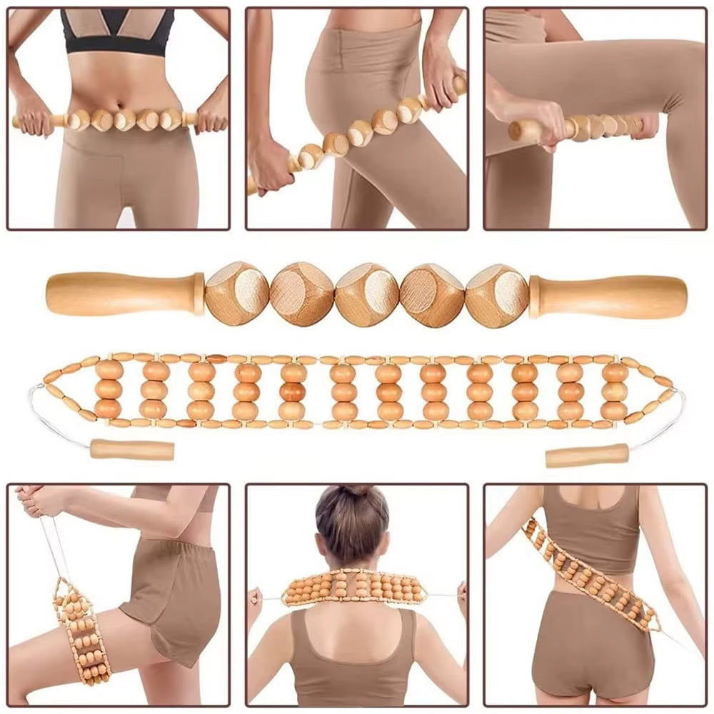 Wood Therapy Massage Tools Set, Wooden Massager for Body Shaping Massage Tool, Wood Therapy Tools for Relieving Muscle Pain Body