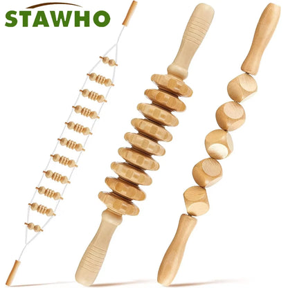 Wooden Massage Tools Handheld anti Cellulite Massager Roller Lymphatic Drainage Massage Tools for Full Body Muscle Pain Relief