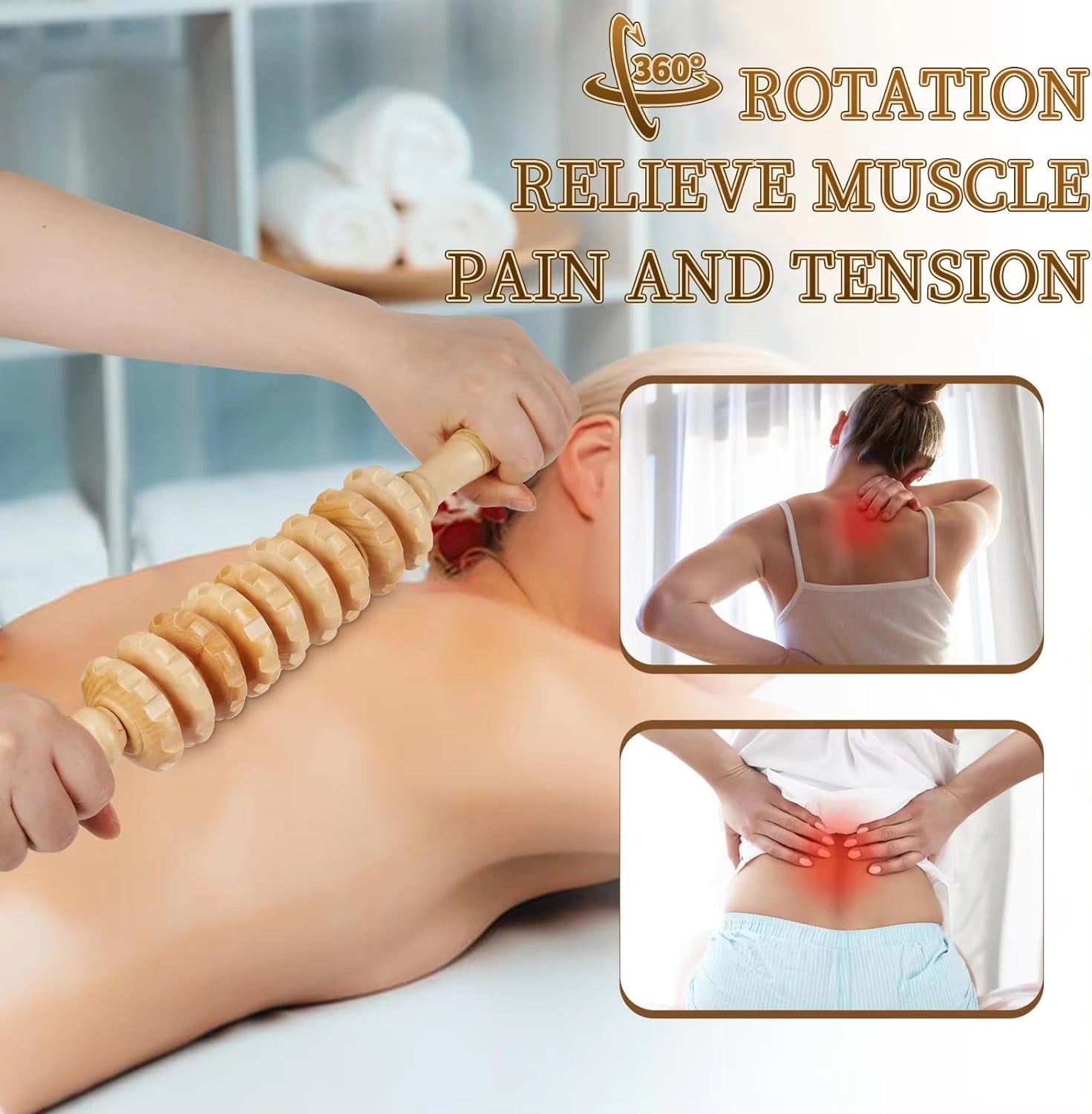 Wood Roller for Stomach Cellulite,Wooden Therapy Massage Tools for Body Shaping,Wood Rolling Massage Stick for Muscle Knots