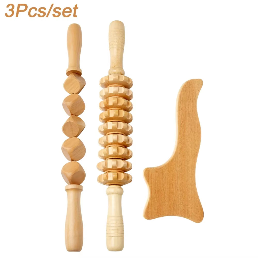 Wood Therapy Massage Tool Lymphatic Drainage Massager anti Cellulite Fascia Massage Roller for Full Body Muscle Relaxation