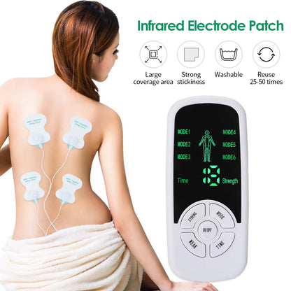 EMS Electric Muscle Stimulator Tens Acupuncture Physiotherapy Digital Meridian Body Massager 4/8PCS Electrode Pads Health Care