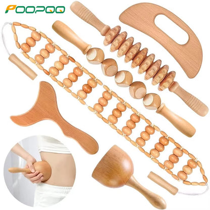 Wood Therapy Massage Tools Set, Wooden Massager for Body Shaping Massage Tool, Wood Therapy Tools for Relieving Muscle Pain Body