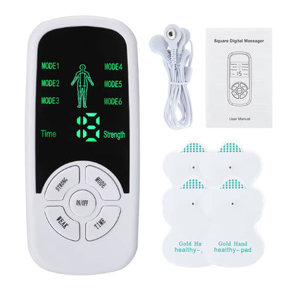 EMS Electric Muscle Stimulator Tens Acupuncture Physiotherapy Digital Meridian Body Massager 4/8PCS Electrode Pads Health Care