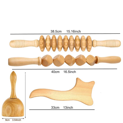 Wood Therapy Massage Tool Lymphatic Drainage Massager anti Cellulite Fascia Massage Roller for Full Body Muscle Relaxation