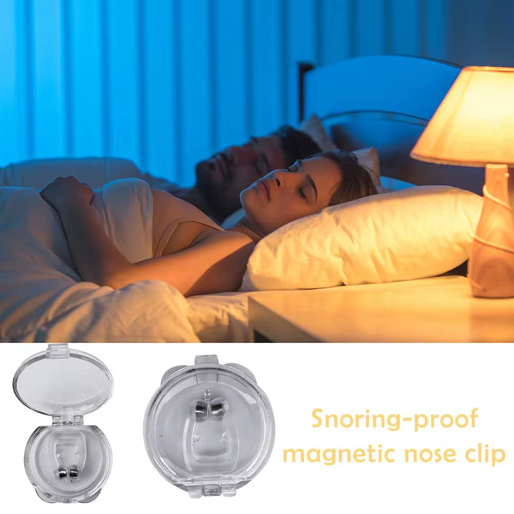 4Pcs Silicone Magnetic anti Snore Stop Snoring Breathing Apnea Guard Night Device with Case Nose Clip Sleep Tray Sleeping Aid