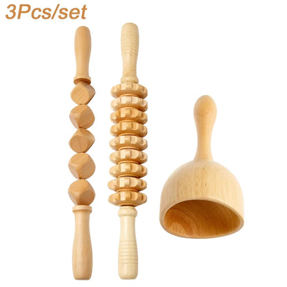 Wood Therapy Massage Tool Lymphatic Drainage Massager anti Cellulite Fascia Massage Roller for Full Body Muscle Relaxation