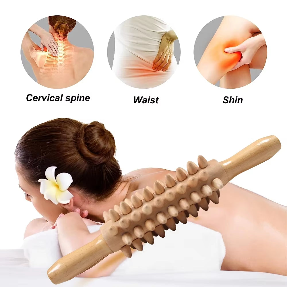 1 Set Wood Therapy Massage Tools, Wooden Gua Sha Body Sculpting anti Cellulite Fascia Massage Roller Stick, Release Muscle Pain