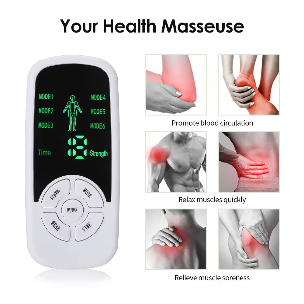 EMS Electric Muscle Stimulator Tens Acupuncture Physiotherapy Digital Meridian Body Massager 4/8PCS Electrode Pads Health Care