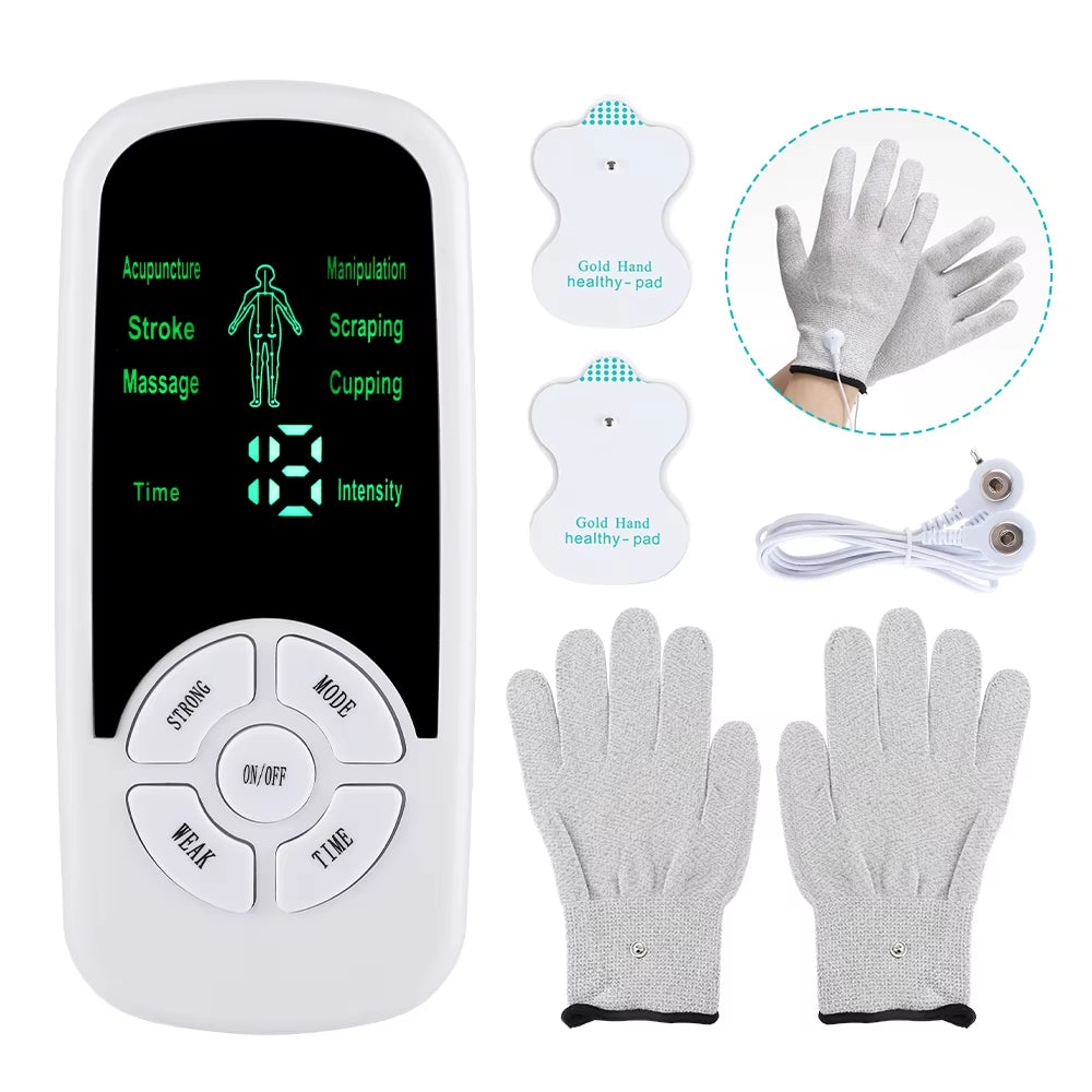 EMS Electric Muscle Stimulator Tens Acupuncture Physiotherapy Digital Meridian Body Massager 4/8PCS Electrode Pads Health Care