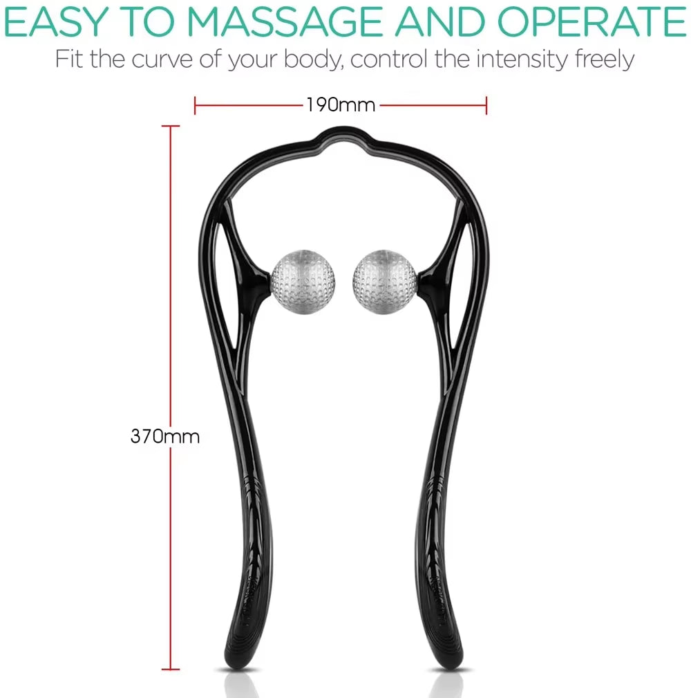 Handheld Neck Massager Roller with 2 Ball, Shiatsu Trigger Point Deep Pressure for Relieve Muscle Soreness & Tension Headache