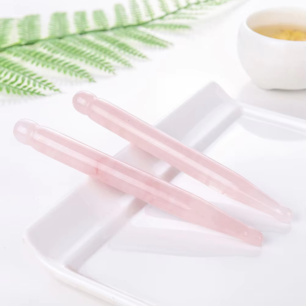 Rose Quartz Acupuncture Pen Jade Massage Wand Guasha Rod Tool Scraper Scraping Eye Stick