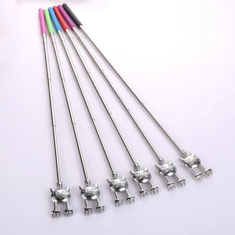 1Pcs Portable Extendable Telescopic Cat Claws Metal Back Scratchers/Hand Massager/Backslap with Rubber Handles