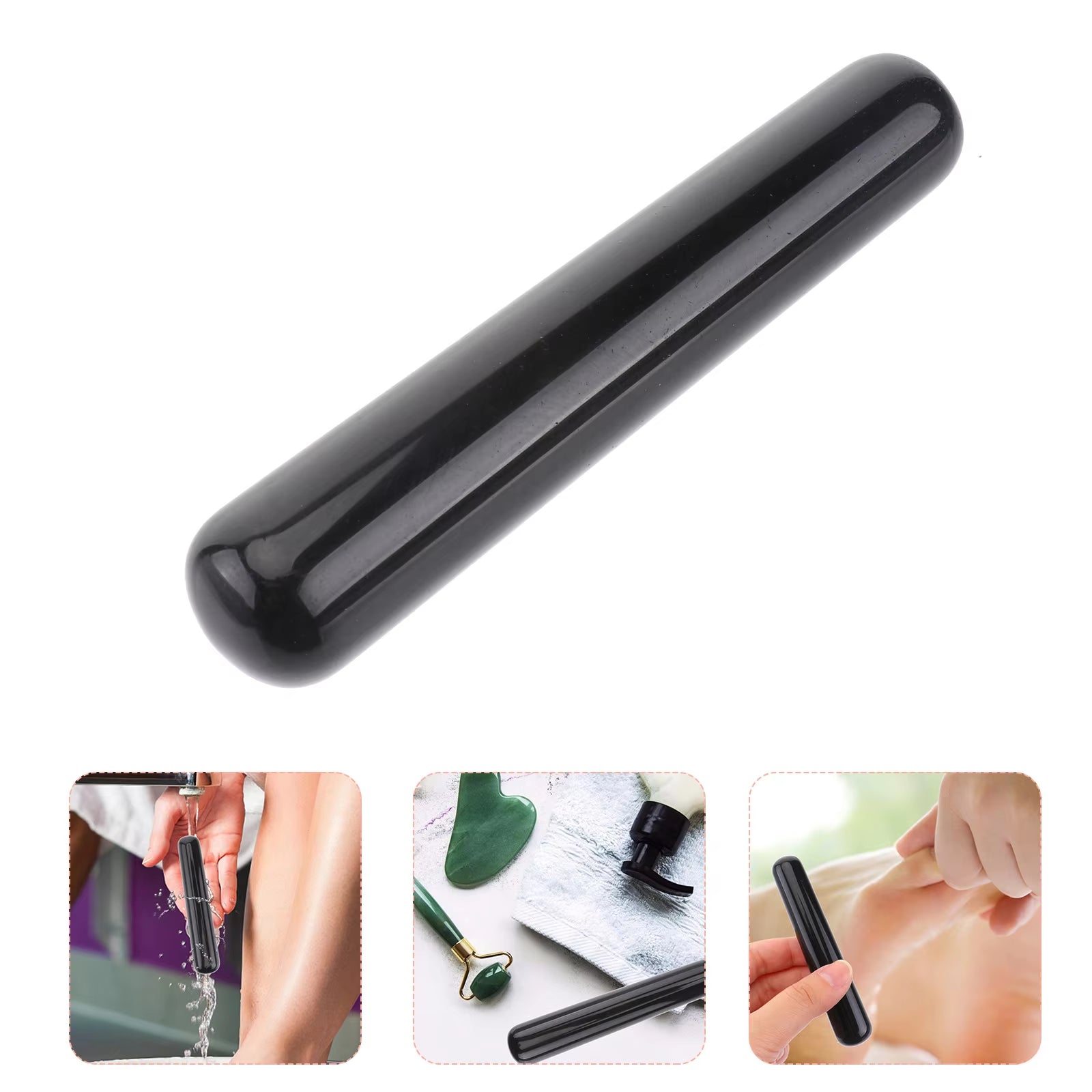 Obsidian Massage Tool Massaging Scraping Massage Tool Acupuncture Therapy Treatment Stick (Black) Acupuncture Stick