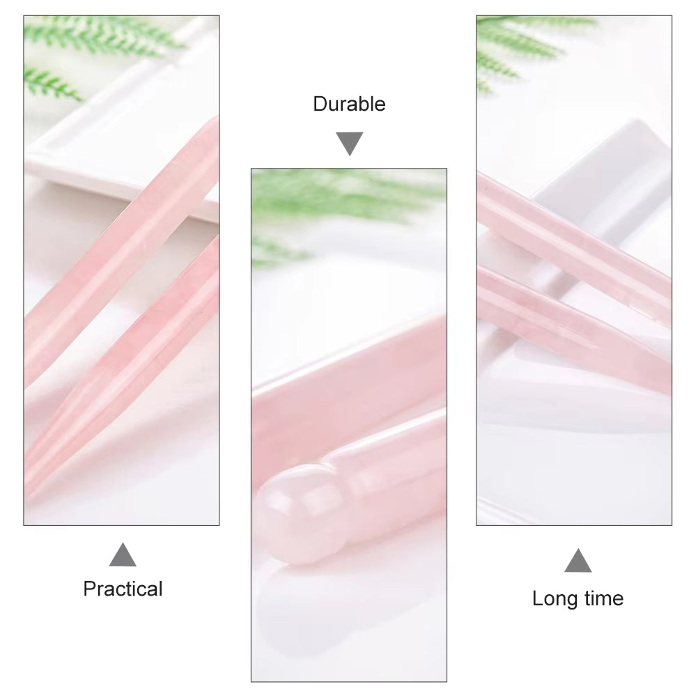 Rose Quartz Acupuncture Pen Jade Massage Wand Guasha Rod Tool Scraper Scraping Eye Stick