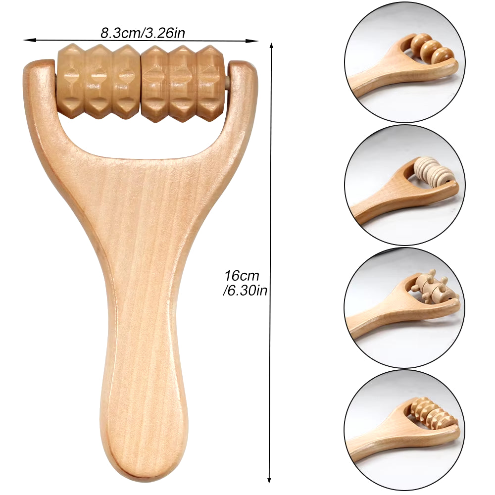 Massage Roller Tool Waist, Thigh, Leg, Hands, Full Body Massager Maderotherapy Pure Pear Wood Lightweight, Natural Muscle Roller