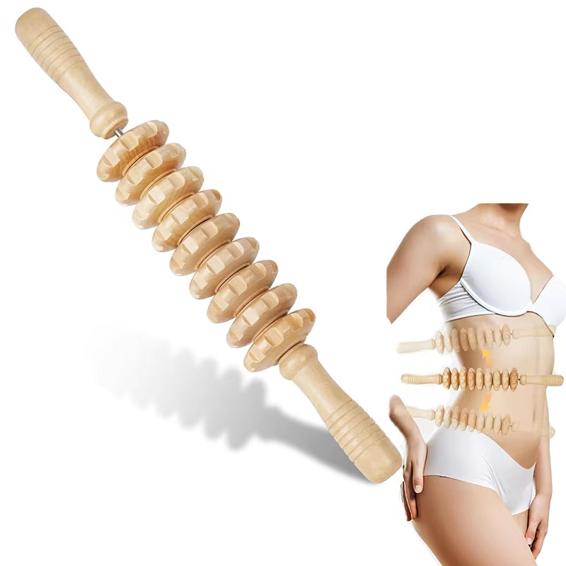 Wood Roller for Stomach Cellulite,Wooden Therapy Massage Tools for Body Shaping,Wood Rolling Massage Stick for Muscle Knots