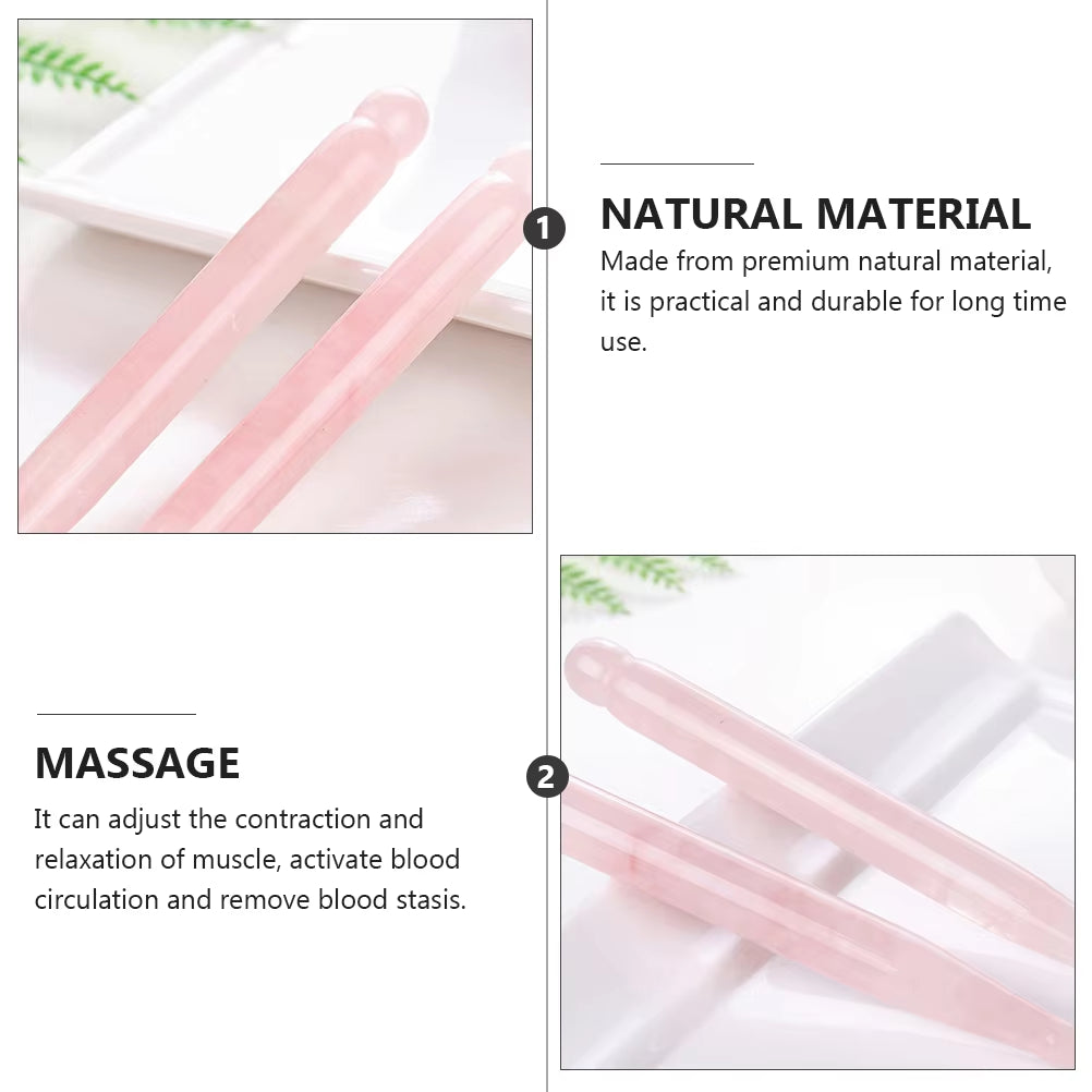 Rose Quartz Acupuncture Pen Jade Massage Wand Guasha Rod Tool Scraper Scraping Eye Stick