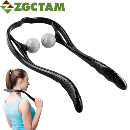 Handheld Neck Massager Roller with 2 Ball, Shiatsu Trigger Point Deep Pressure for Relieve Muscle Soreness & Tension Headache