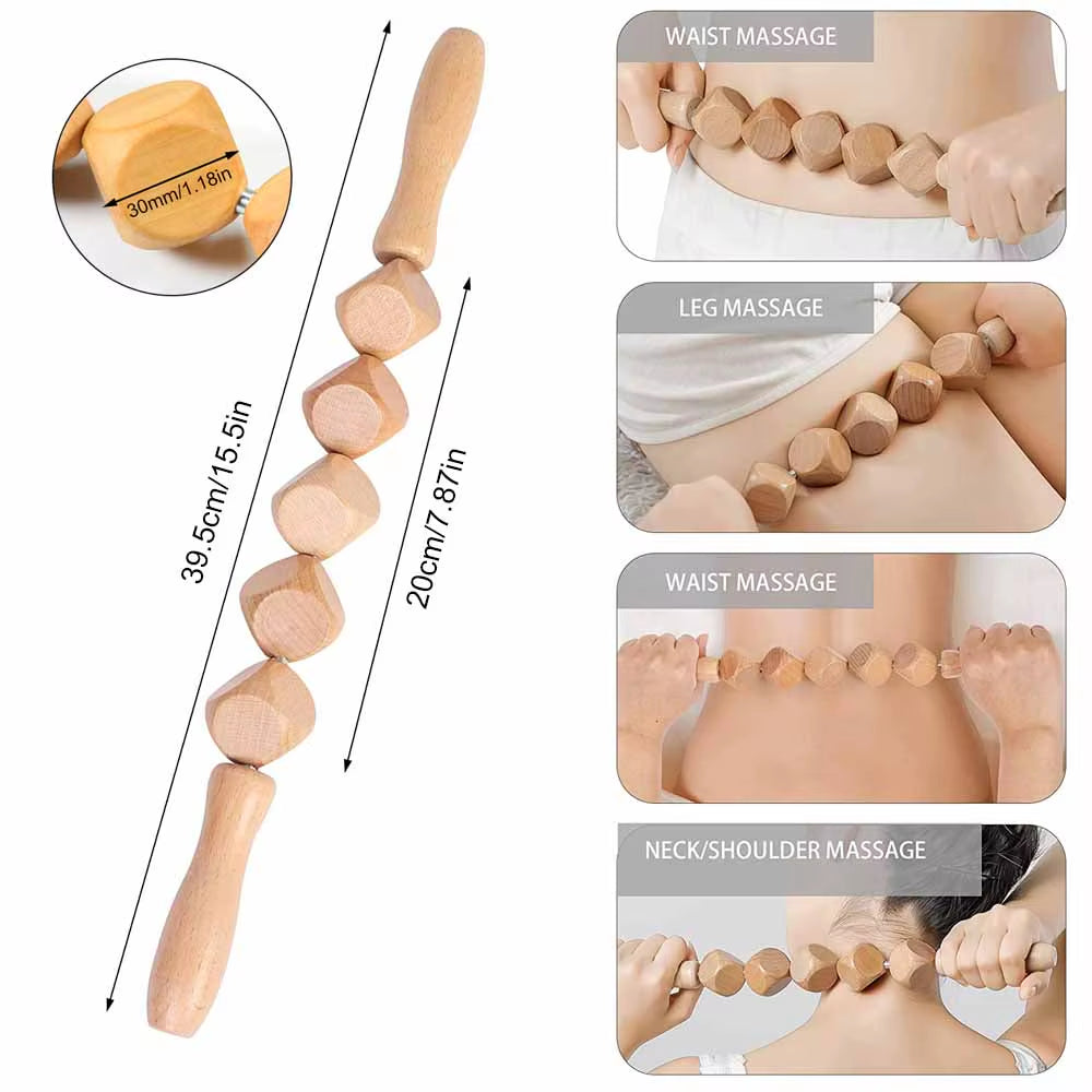 Wood Therapy Massage Tools Set, Wooden Massager for Body Shaping Massage Tool, Wood Therapy Tools for Relieving Muscle Pain Body