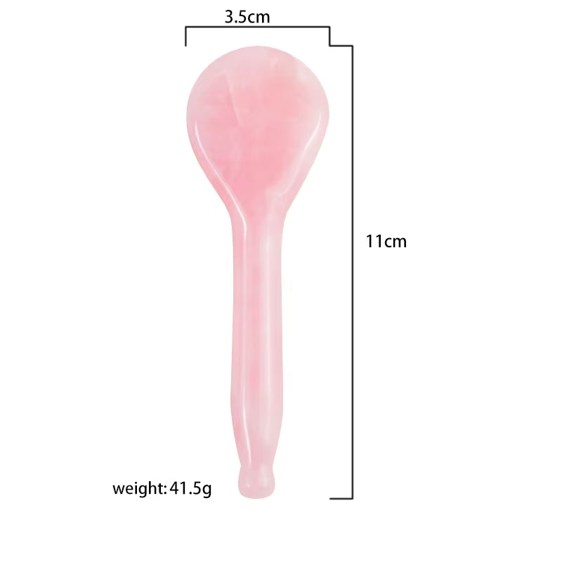 Rose Quartz round Spoon Shaped Gua Sha Tool Face Massage Wand Head Neck Eye Acupuncture Pen Natural Stone Crystal Beauty Product