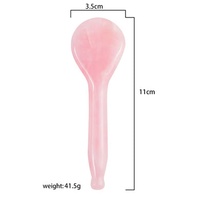 Rose Quartz round Spoon Shaped Gua Sha Tool Face Massage Wand Head Neck Eye Acupuncture Pen Natural Stone Crystal Beauty Product