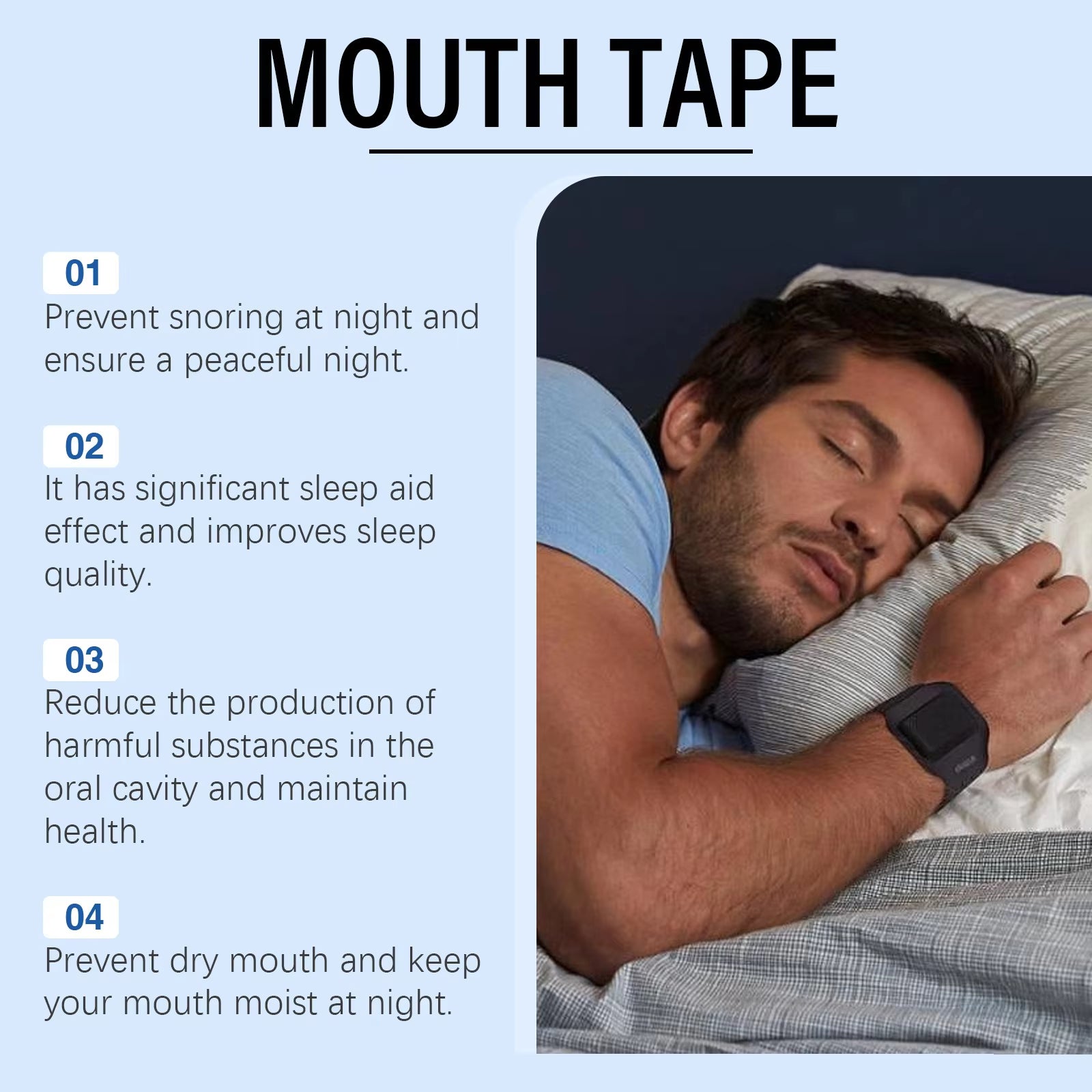 Mouth Tape Sleep Strip Stop Snoring Nose Breathing Correction Improve Open Mouth Better Sleeping anti Snoring Sticker